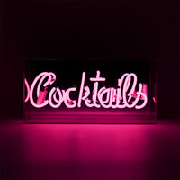 Pink 'Cocktails' Acrylic Box Neon Light