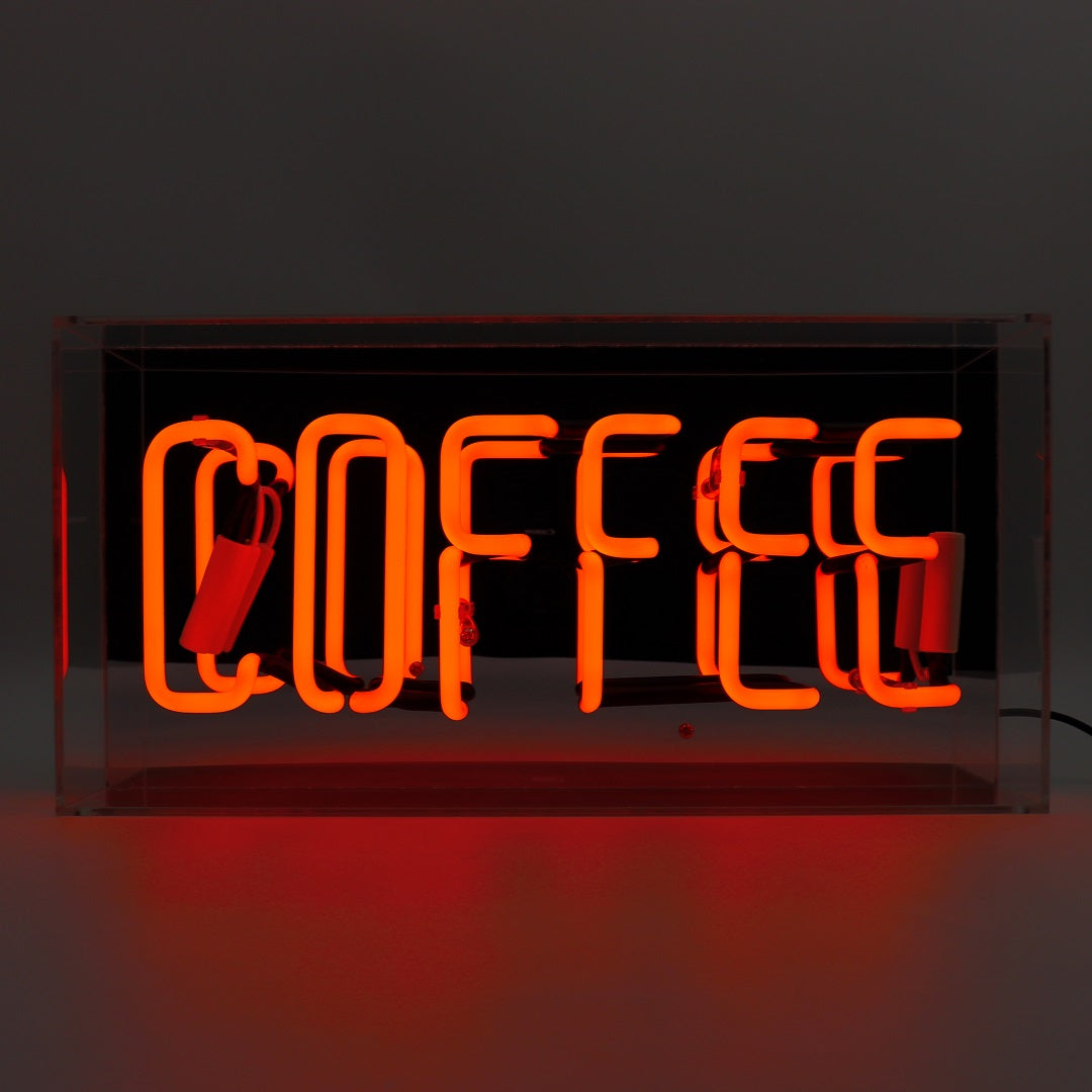 'Coffee' Glass Neon Sign - Orange