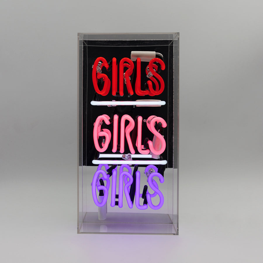 'Girls Girls Girls' Acrylic Box Neon Light