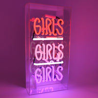'Girls Girls Girls' Acrylic Box Neon Light