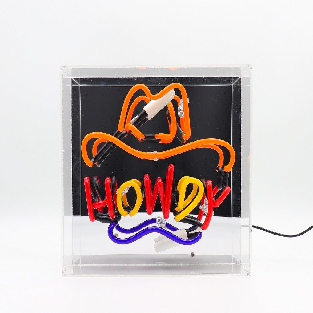 'Howdy' Glass Neon Sign