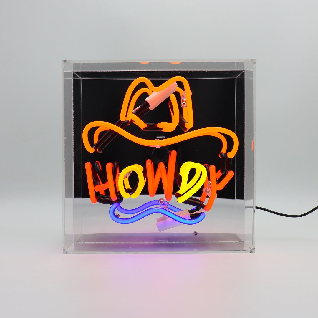 'Howdy' Glass Neon Sign