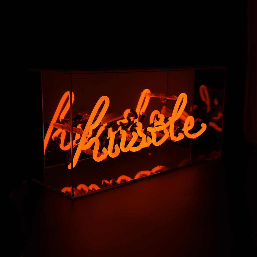 'Hustle' Acrylic Box Neon Light