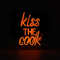 'Kiss the Cook' Glass neon Sign - Orange