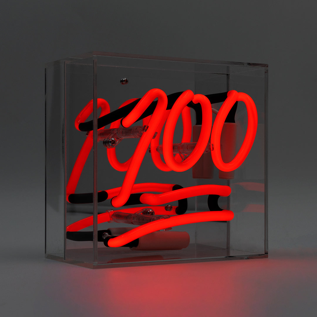 '100' Mini Acrylic Box Neon Light