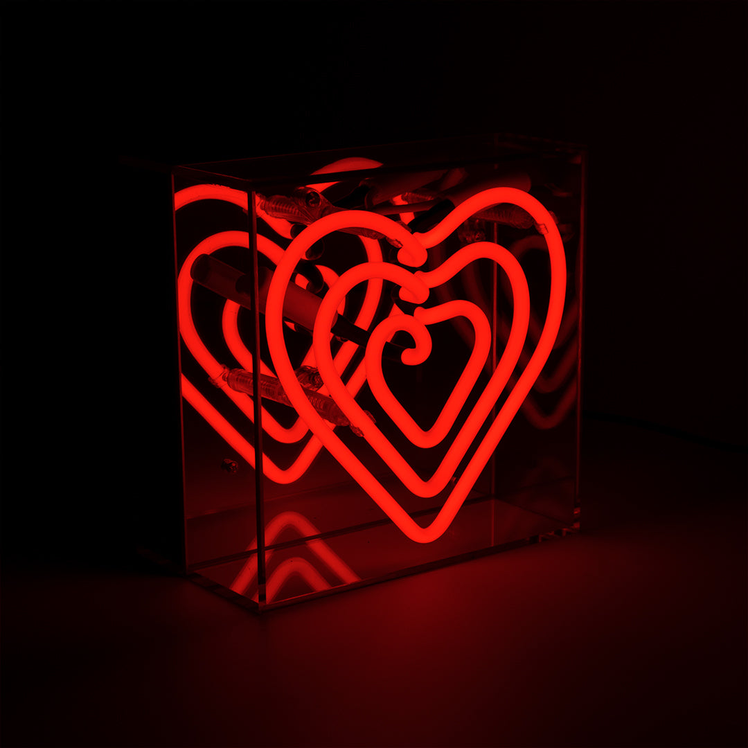 'Heart' Mini Acrylic Box Neon Light