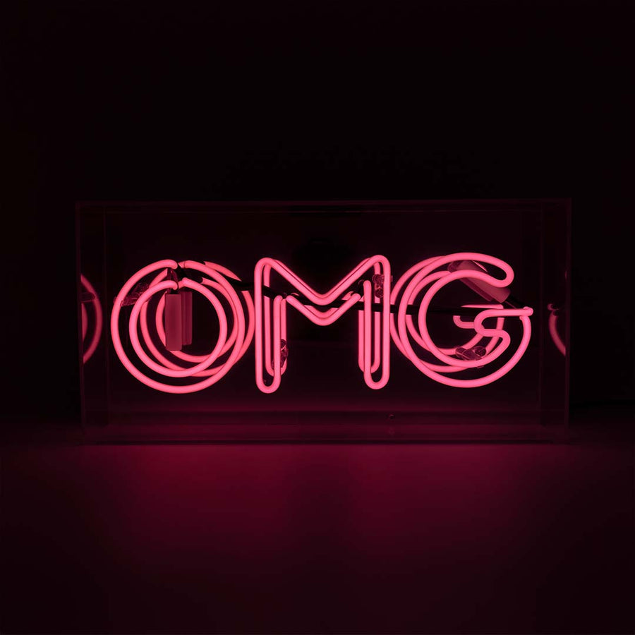 'OMG' Acrylic Box Neon Light - Pink