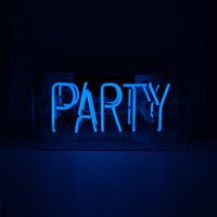 'Party' Glass Neon Sign - Blue