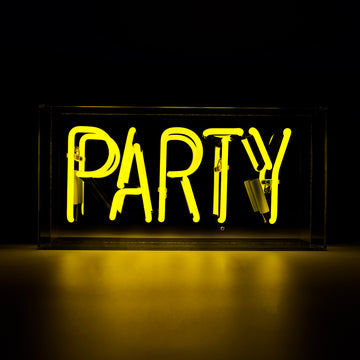 Yellow 'Party' Acrylic Box Neon Light