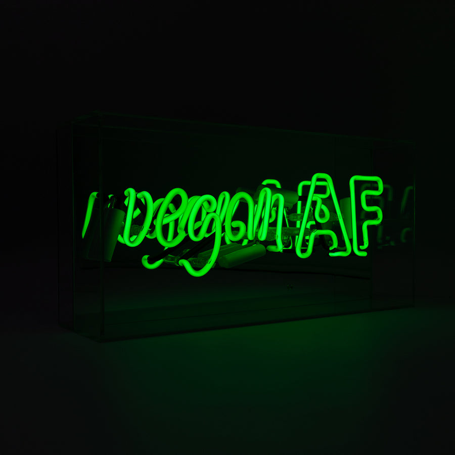 'Vegan AF' Acrylic Box Neon Sign