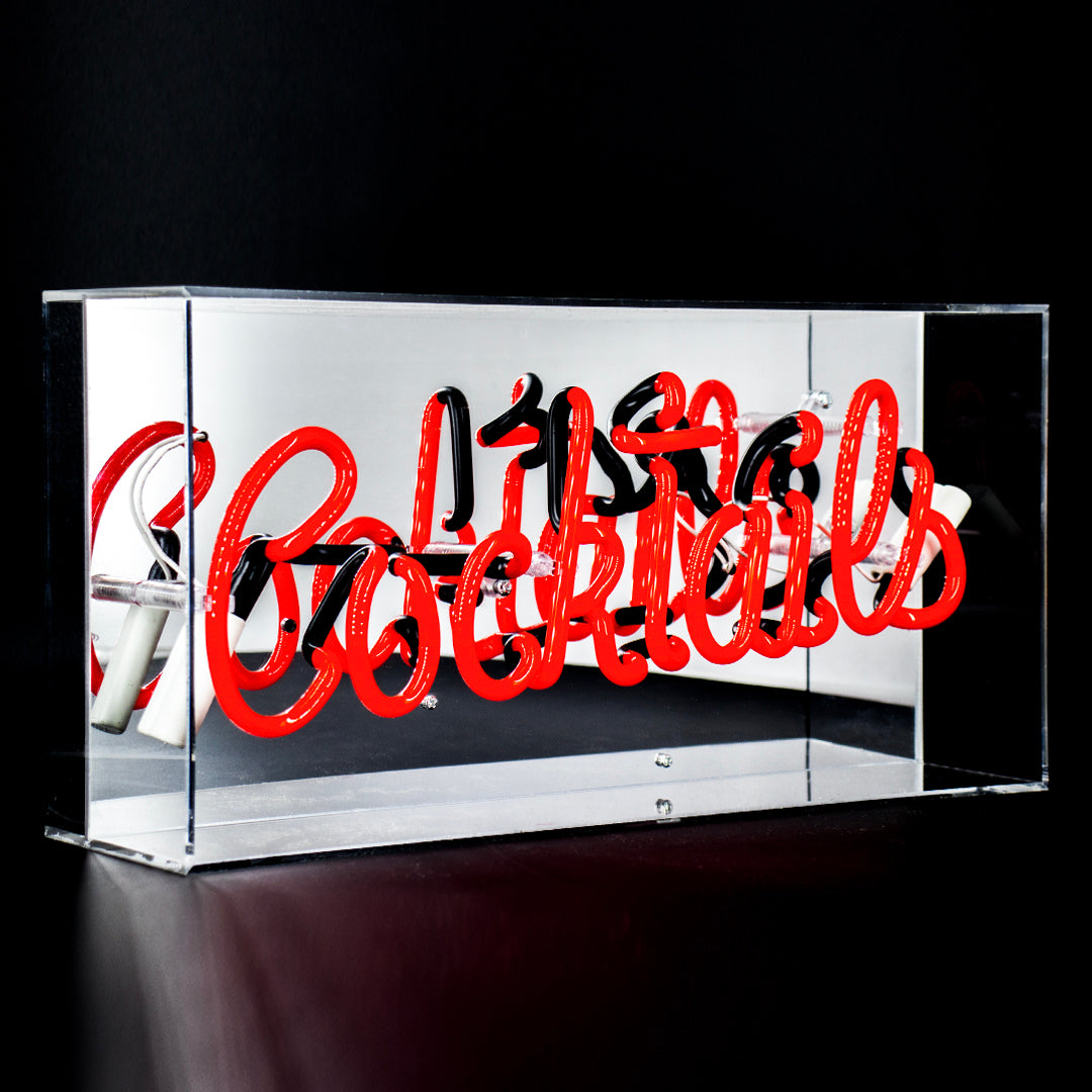 Red Cocktails Acrylic Box Neon Light Locomocean Usa 0203