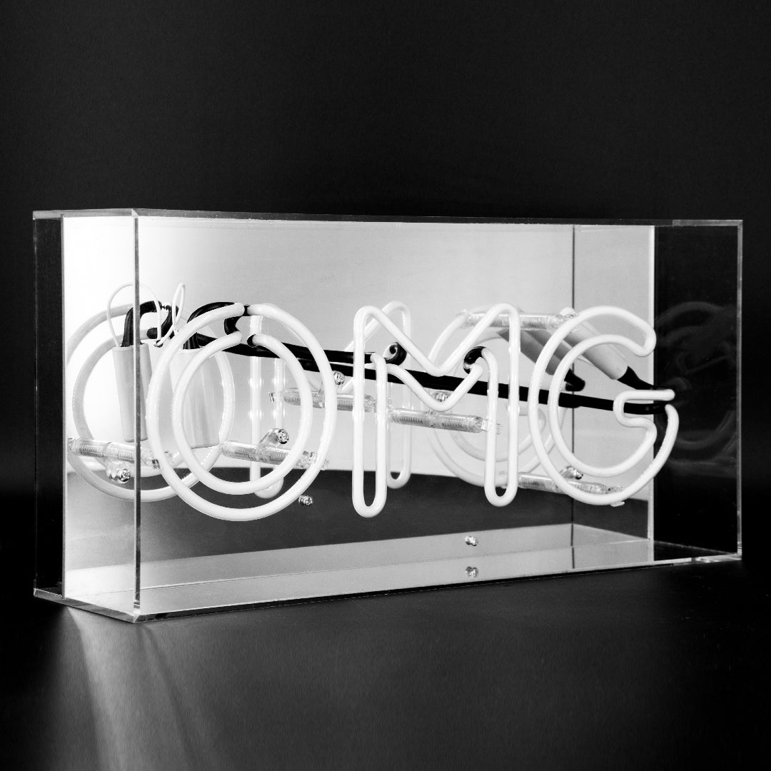 'OMG' Acrylic Box Neon Light - Pink