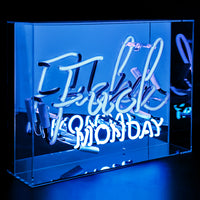 Blue 'Fuck Monday' Large Acrylic Box Neon Light