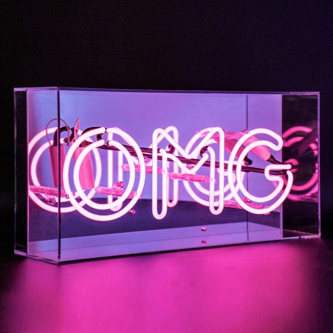 'OMG' Acrylic Box Neon Light - Pink