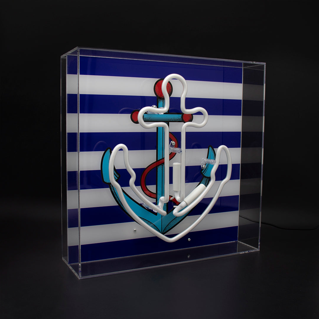 'Anchor' Large Acrylic Box Neon Light with Graphic