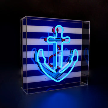 'Anchor' Large Acrylic Box Neon Light with Graphic