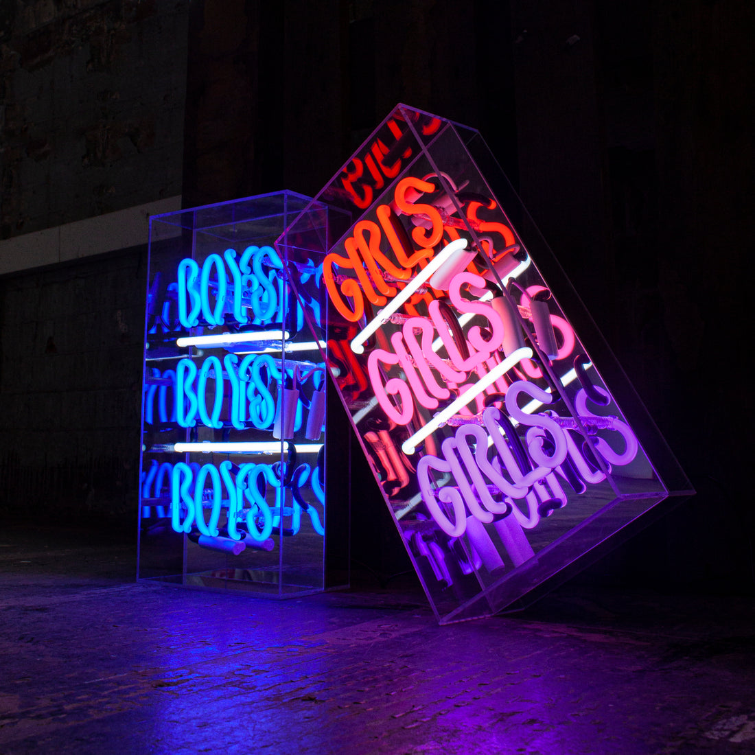 'Boys Boys Boys' Acrylic Box Neon Light