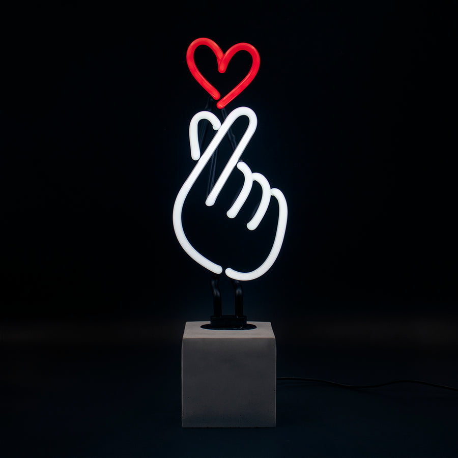 Replacement Glass (GLASS ONLY) - Neon 'Finger Heart' Sign