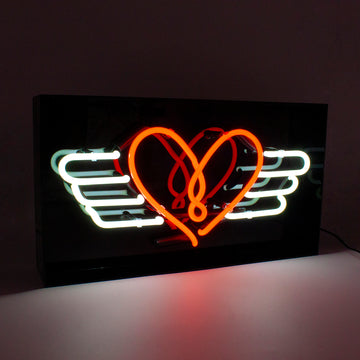 'Flying Heart' Acrylic Box Neon