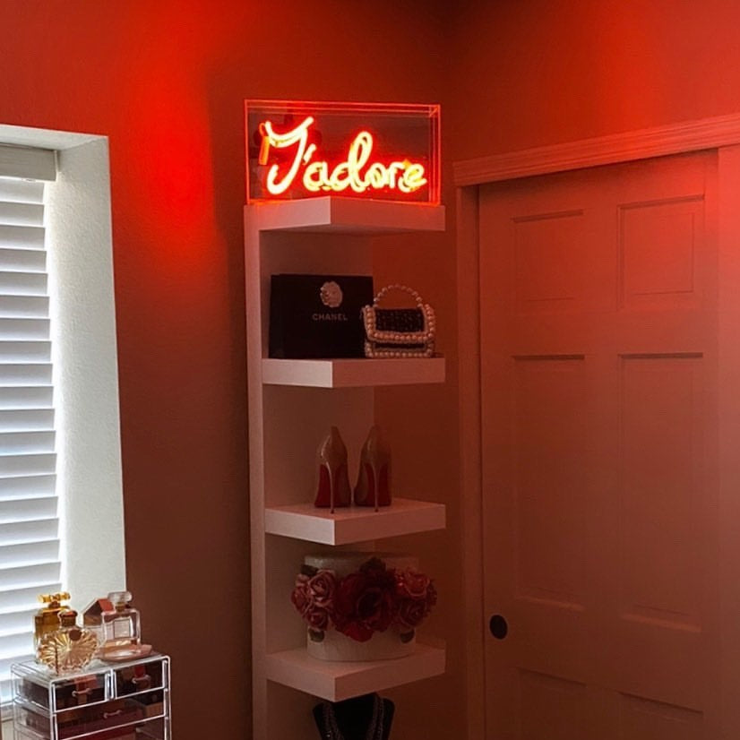 'J'adore' Acrylic Box Neon Light