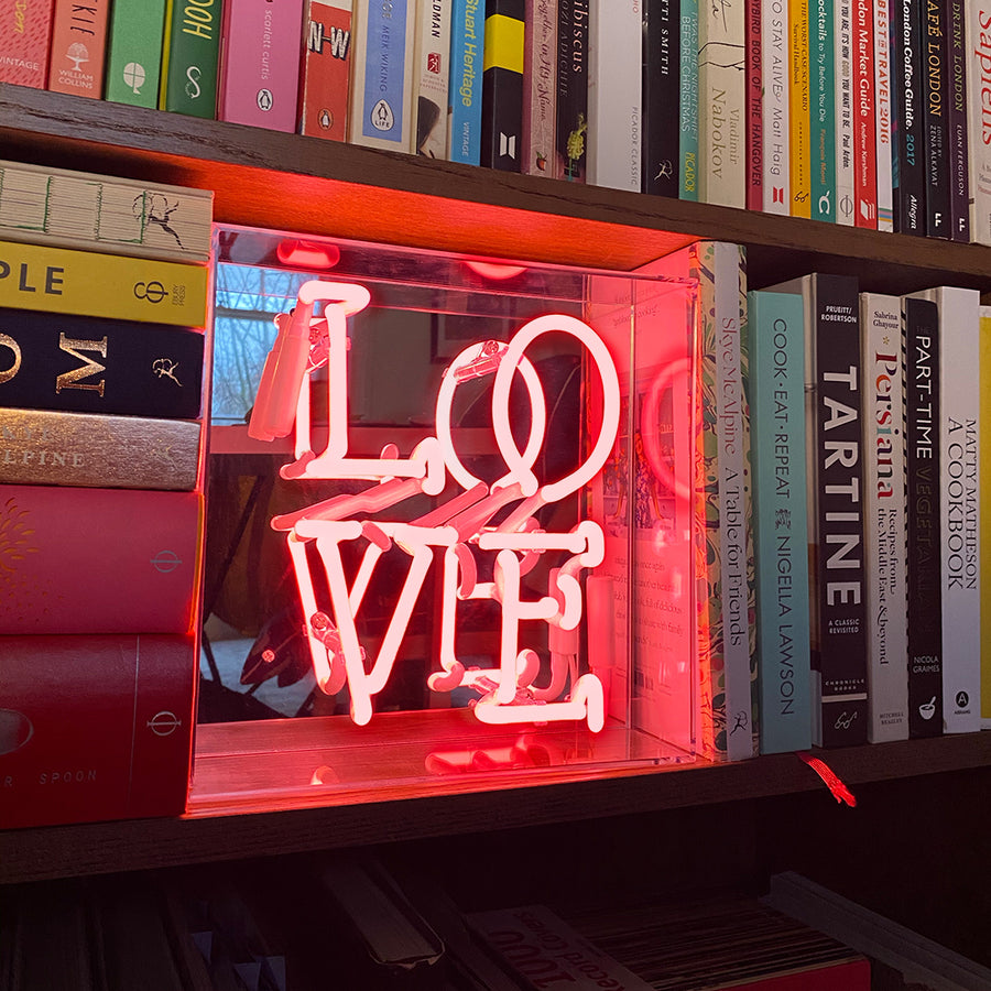 'Love' Glass Neon Sign - Pink
