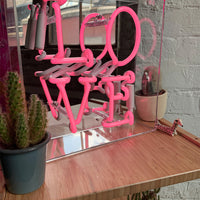 'Love' Glass Neon Sign - Pink