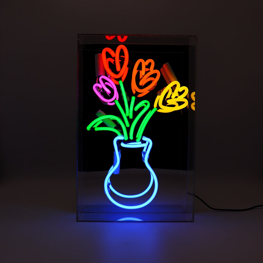 'Vase of Tulips' Glass Neon Sign