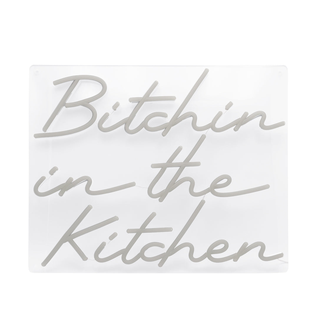 'Bitchin in the Kitchen' Orange Neon LED Wall Mounted Sign