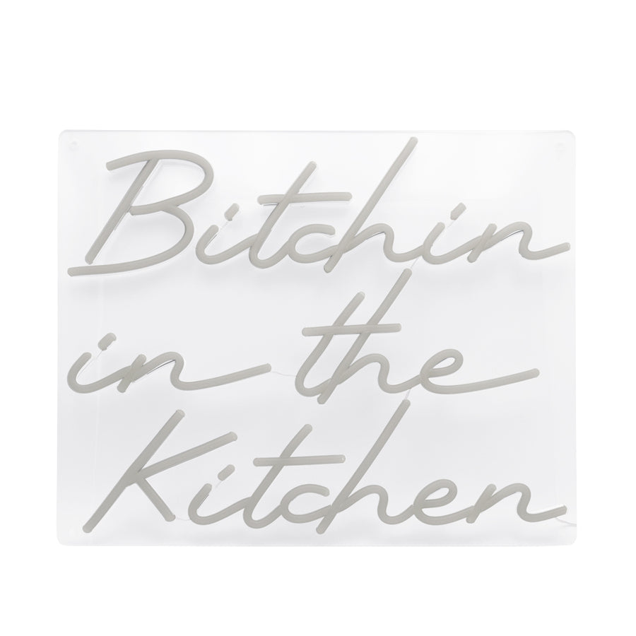 'Bitchin in the Kitchen' Orange Neon LED Wall Mounted Sign