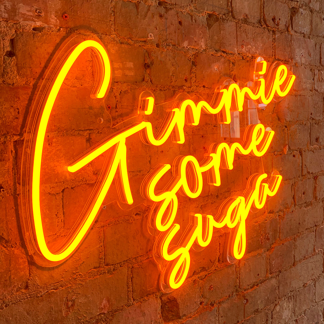 'Gimme Some Suga' Orange Neon LED Wall Mountable Sign