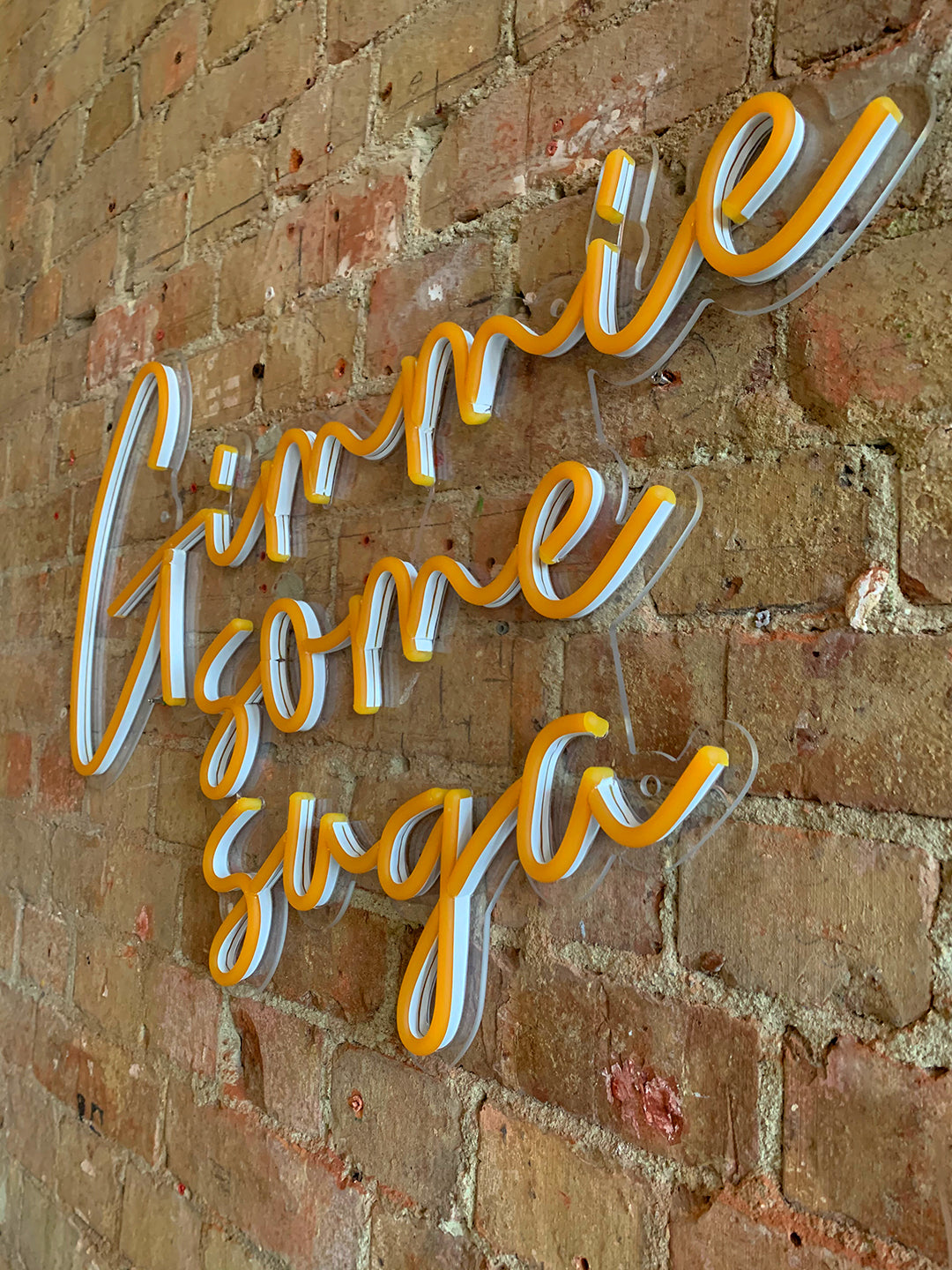 'Gimme Some Suga' Orange Neon LED Wall Mountable Sign