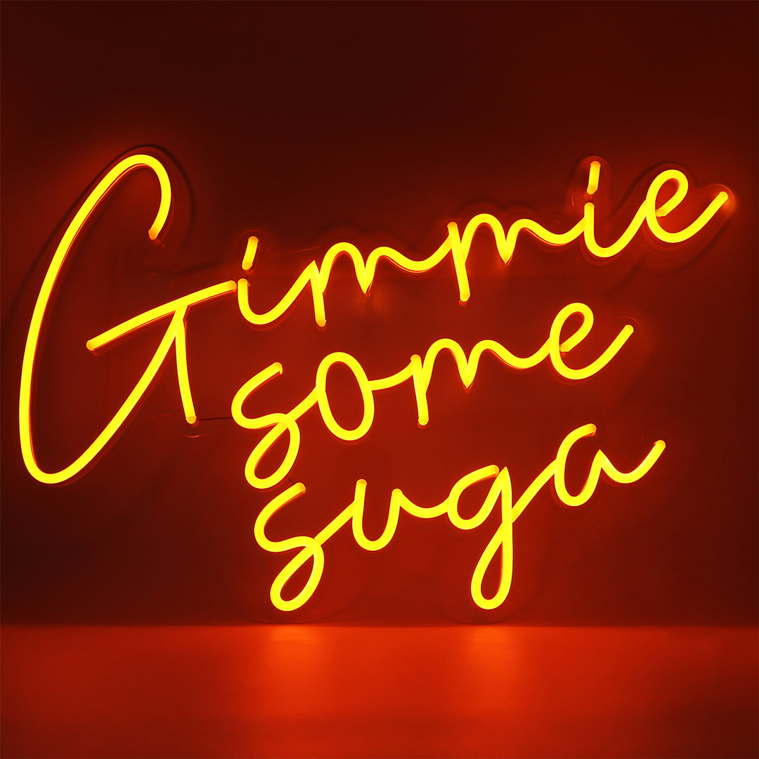 'Gimme Some Suga' Orange Neon LED Wall Mountable Sign