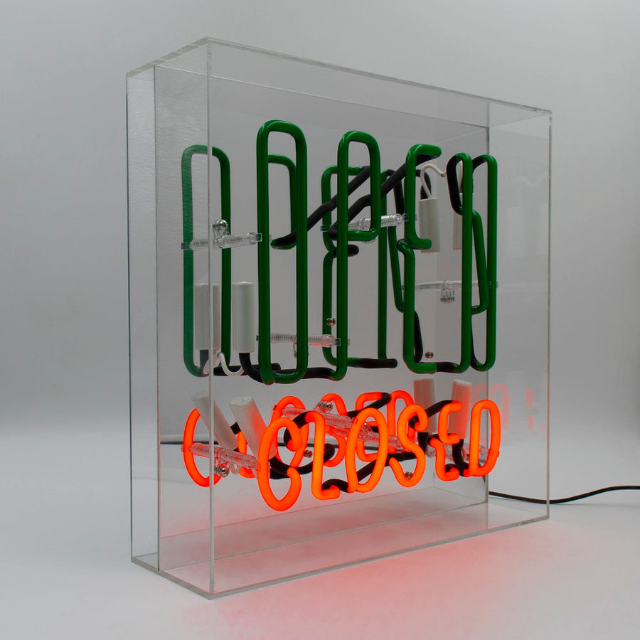 'Open / Closed' Large Glass Neon Sign