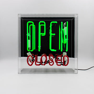 'Open / Closed' Large Glass Neon Sign