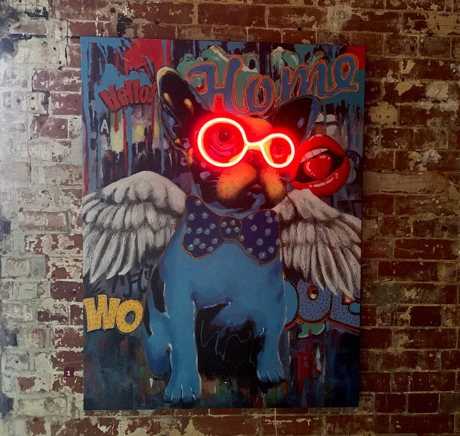 'Dog with Wings' Wall Artwork - LED Neon