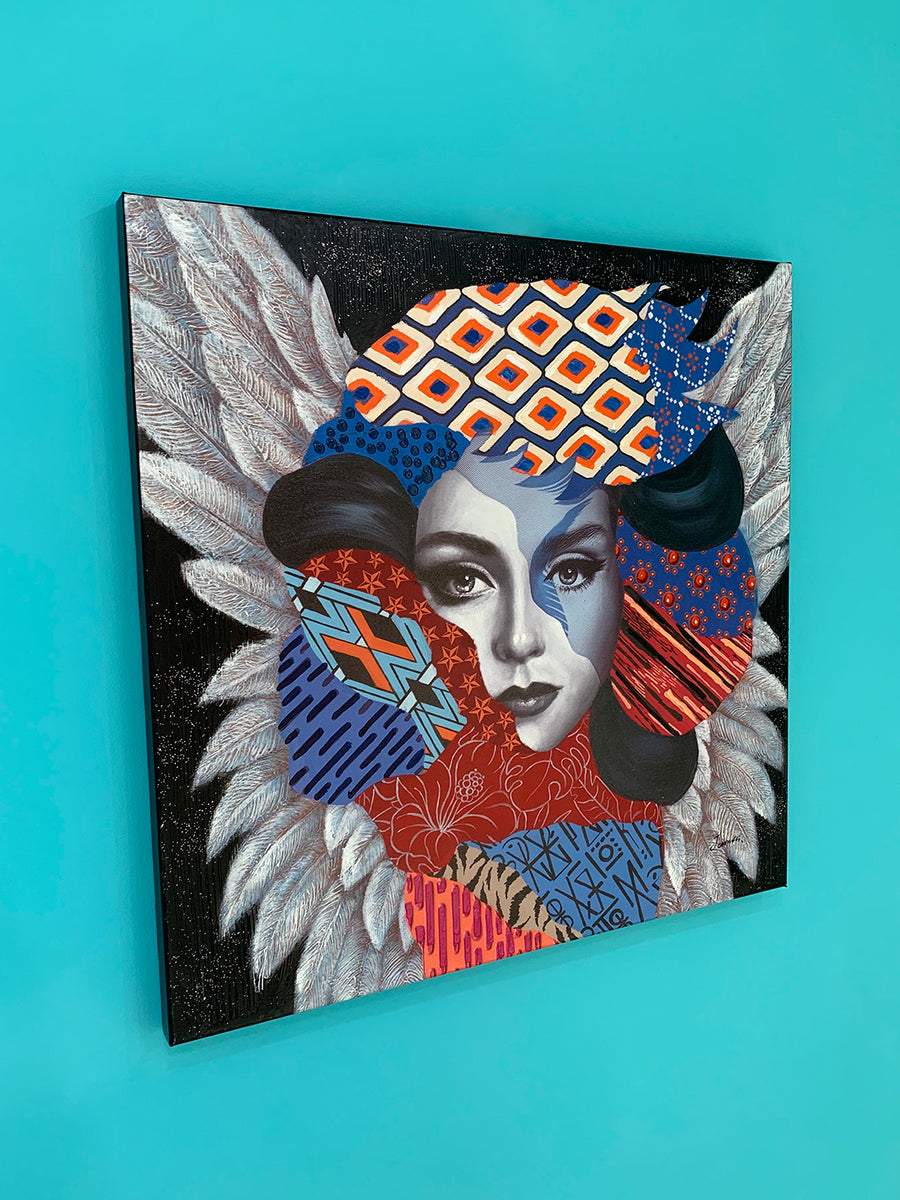 Wall Painting - Woman with Feathers