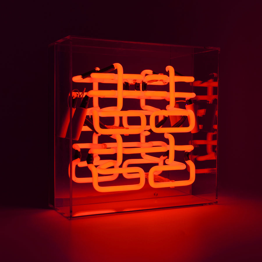'Double Happiness' Acrylic Box Neon Light