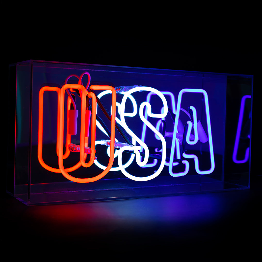 ‘USA’ Acrylic Box Neon Light